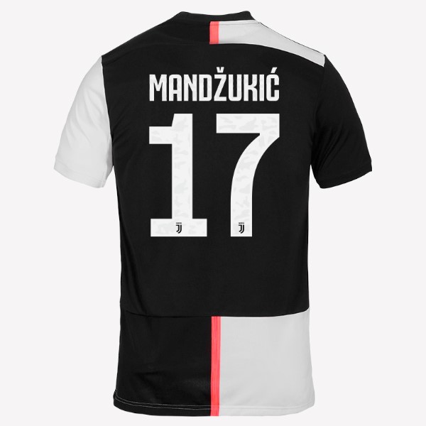 Maillot Football Juventus NO.17 Mandzukic Domicile 2019-20 Blanc Noir